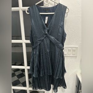 Banana Republic navy polka dot midi dress, size 14, NWT